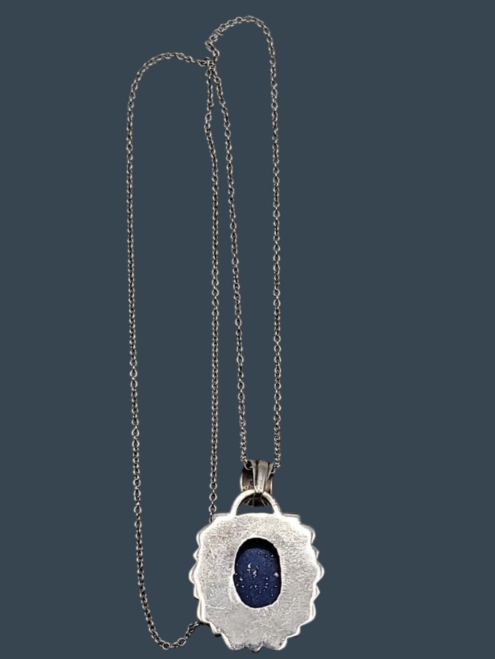 Sterling Silver & Lapis Lazuli Bubble Pendant Necklace 925 18" Chain 8.78 grams - Picture 11 of 14